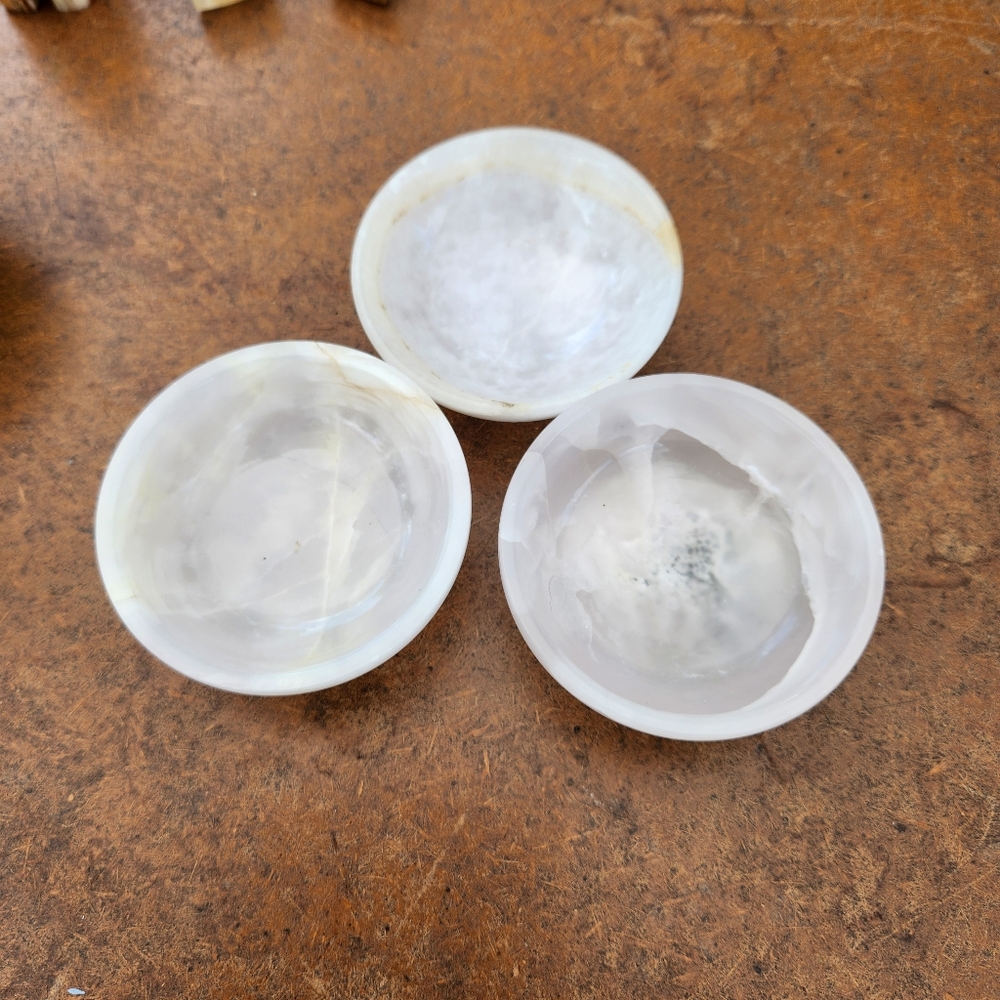 White Calcite Bowls